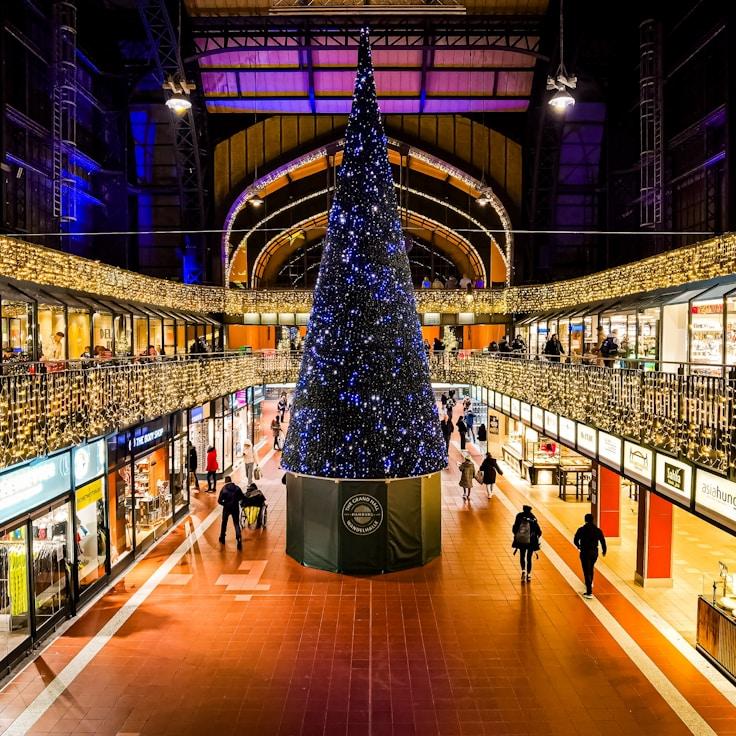 Modern shopping mall interior with family areas